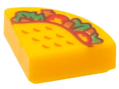 Bright Light Orange Tile, Round 1 x 1 Quarter with Taco Pattern