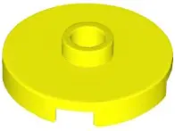 Neon Yellow Tile, Round 2 x 2 with Open Stud