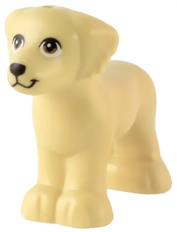 Tan Dog, Friends Style, Shaggy Fur, Ears, and Tail with Medium Nougat Eyes and Black Nose Pattern (G