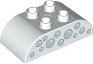 White Duplo, Brick 2 x 4 Slope Curved Double with Light Aqua Bubbles Pattern