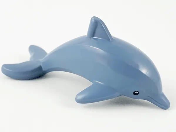 Sand Blue Dolphin, Jumping with Bottom Axle Holder with Black Eyes and White Pupils Pattern