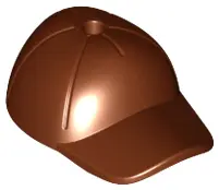 Reddish Brown Minifigure, Headgear Cap - Short Curved Bill with Seams and Hole on Top