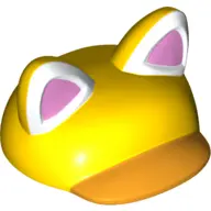 Yellow Large Figure Headgear, Super Mario Cap with Ears with Bright Light Orange Bill and Molded Whi