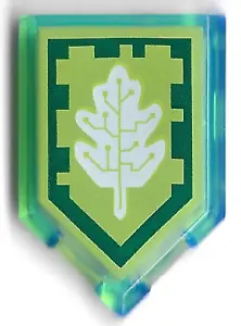 Trans-Bright Green Tile, Modified 2 x 3 Pentagonal with Nexo Power Shield Pattern - Tech Tree
