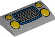 Light Bluish Gray Slope, Curved 2 x 4 x 2/3 with Bottom Tubes with Yellow Car Headlights and Silver 