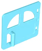 Medium Azure Duplo Door / Window Pane 1 x 4 x 3 with Two Rounded Panes and Handle