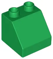 Green Duplo, Brick 2 x 2 x 1 1/2 Slope 45