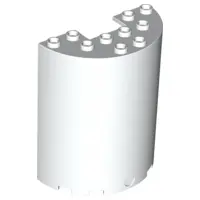 White Cylinder Half 3 x 6 x 6 with 1 x 2 Cutout