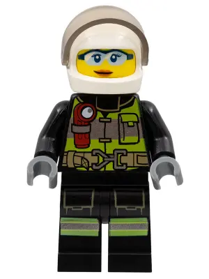 Fire - Reflective Stripes with Utility Belt and Flashlight, White Helmet, Trans-Brown Visor, Safety 