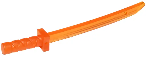 Trans-Orange Minifigure, Weapon Sword, Shamshir / Katana (Square Guard) with Capped Pommel and Holes
