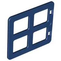 Dark Blue Duplo Door / Window Pane 1 x 4 x 3 with 4 Same Size Panes Square Corners