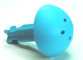 Medium Azure Duplo Cannon Ball 1/2 with Large Axle Connector and 4 Holes in Top