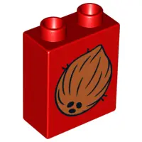 Red Duplo, Brick 1 x 2 x 2 with Coconut Pattern