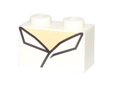 White Brick 1 x 2 with Black Lines and Tan Surface Pattern (BrickHeadz Jack Sparrow Chest)