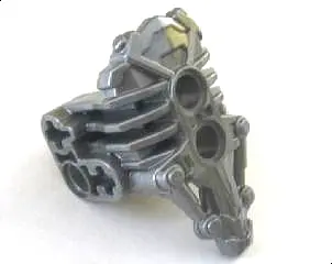 Flat Silver Bionicle Armor Uniter with 2 Pin Holes on Front, Axle and Pin Holes on Sides
