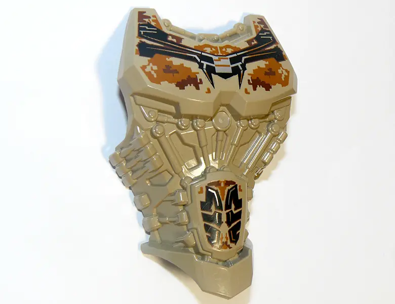 Dark Tan Large Figure Torso with Bionicle Brown and Black Pattern