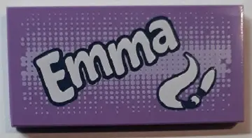 Medium Lavender Tile 2 x 4 with 'Emma' and Paint Brush and Swirl Pattern