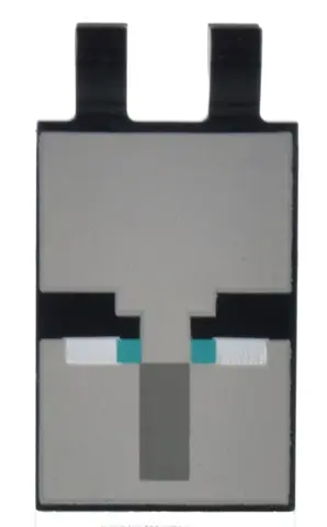 Black Tile, Modified 2 x 3 with 2 Clips with Pixelated Eyebrows, Dark Turquoise Eyes, and Dark Bluis