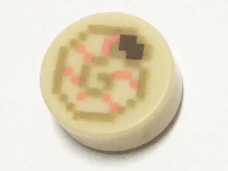Tan Tile, Round 1 x 1 with Pixelated Minecraft Coral and Dark Tan Nautilus Shell Pattern