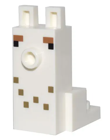 White Creature Head Pixelated with Elongated Face and Stud with Black Eyes, Medium Nougat Eyebrows, 