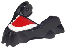 Black Large Figure Head Modified Chima Cat Jaw Lower with White Teeth and Red Tongue Pattern