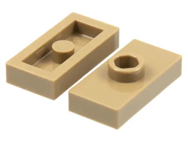 Dark Tan Plate, Modified 1 x 2 with 1 Stud without Groove (Jumper)