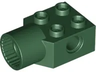 Dark Green Technic, Brick Modified 2 x 2 with Pin Hole and Rotation Joint Socket