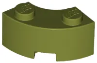 Olive Green Brick, Round Corner 2 x 2 Macaroni with Stud Notch and Reinforced Underside