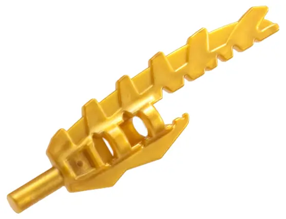 Pearl Gold Minifigure, Weapon Sword, Serrated with Bar Holder (Vengious)