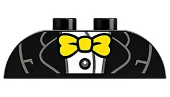 Black Duplo, Brick 2 x 4 Slope Curved Double with Lapels, White Shirt with Dark Bluish Gray Button, 