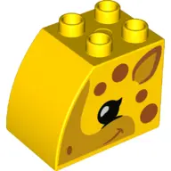 Yellow Duplo, Brick 2 x 3 x 2 Slope Curved with Black Eye, Bright Light Orange Snout and Ear, and Da