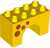 Yellow Duplo, Brick 2 x 4 x 2 Arch with Dark Orange Spots Pattern on Both Sides