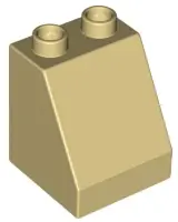 Tan Duplo, Brick 2 x 2 x 2 Slope 54