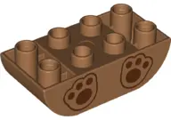 Medium Nougat Duplo, Brick 2 x 4 Slope Curved Inverted Double with Reddish Brown Paws Pattern