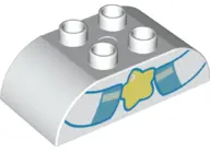 White Duplo, Brick 2 x 4 Slope Curved Double with Medium Azure and Light Aqua Hooves Holding Bright 