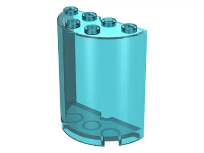 Trans-Light Blue Cylinder Half 2 x 4 x 4