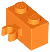 Orange Brick, Modified 1 x 2 with Open O Clip Thick (Vertical Grip)