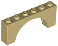 Tan Arch 1 x 6 x 2 - Thick Top with Reinforced Underside