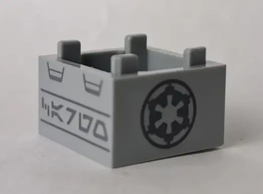 Light Bluish Gray Container, Box 2 x 2 x 1 - Top Opening with Flat Inner Bottom with Dark Bluish Gra