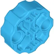 Dark Azure Technic, Axle Connector Block Round with 2 Pin Holes and 3 Axle Holes (Hero Factory Weapo