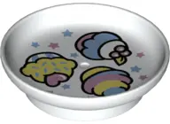White Duplo Utensil Dish 3 x 3 with Cupcakes and Stars Pattern