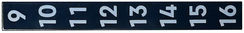 Black Tile 1 x 8 with White Numbers 9, 10, 11, 12, 13, 14, 15, and 16 Pattern