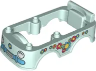 Light Aqua Duplo Car Body Bus Small Bottom Section with 'SUNS3T' License Plate and Flowers Pattern o