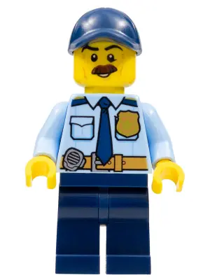 Police - City Shirt with Dark Blue Tie and Gold Badge, Dark Tan Belt with Radio, Dark Blue Legs, Dar