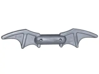 Flat Silver Minifigure, Weapon Batman Batarang (2 Bat Wings with Bar in Middle)