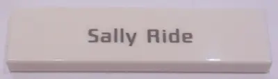 White Tile 1 x 4 with Black 'Sally Ride' Pattern