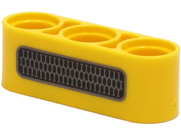 Yellow Technic, Liftarm Thick 1 x 3 with Silver and Black Grille Pattern