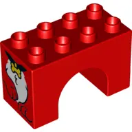 Red Duplo, Brick 2 x 4 x 2 Arch with Dog Paws and Bone Collar Pattern