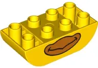 Yellow Duplo, Brick 2 x 4 Slope Curved Inverted Double with Orange Beak, Bird Lower Face Pattern