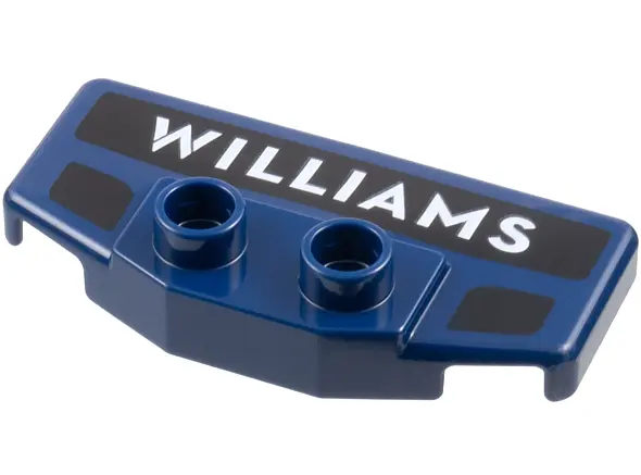 Dark Blue Duplo Rear Spoiler / Wing with White 'WILLIAMS' on Black Background, 2 Black Markings Patt